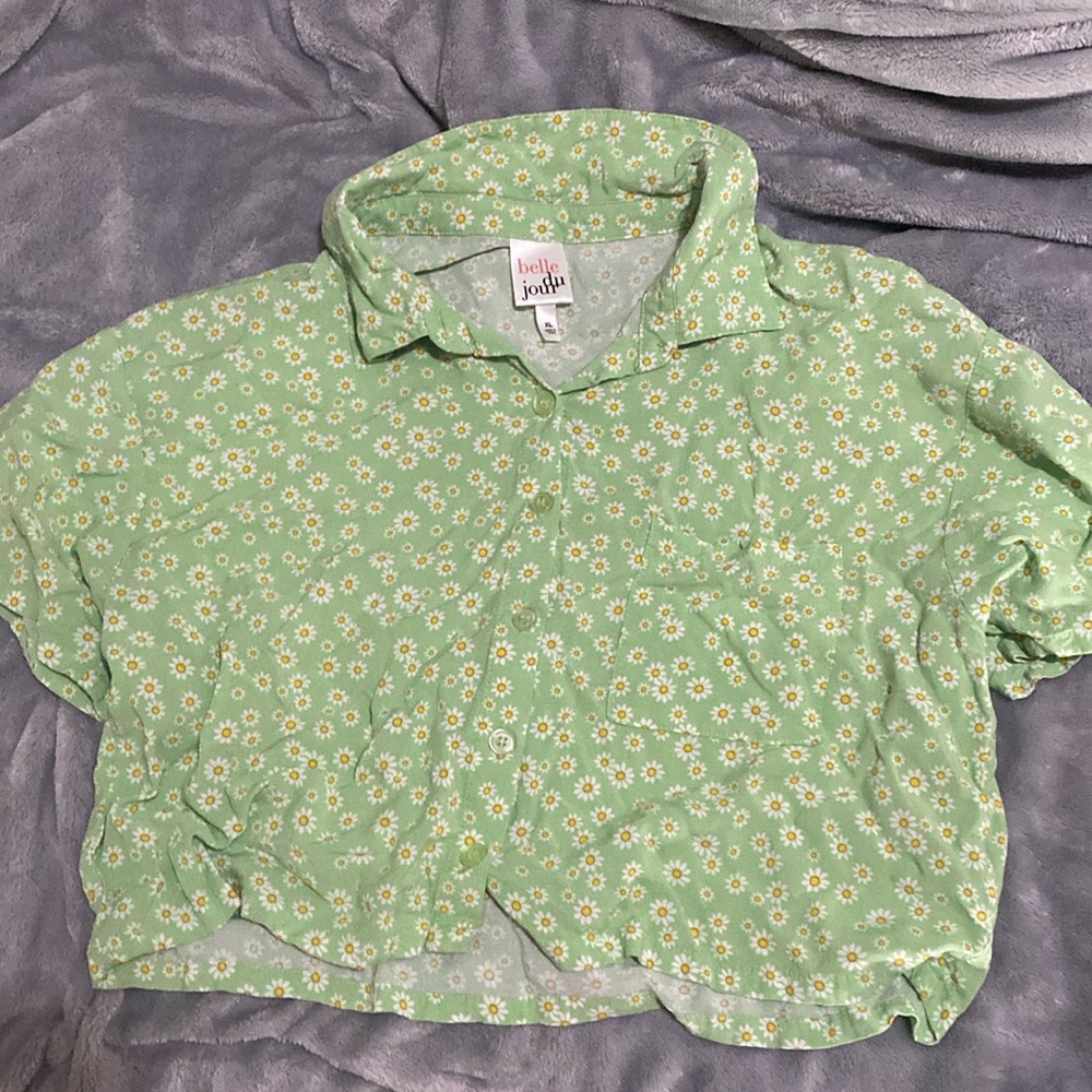 Crop top from belle du jour,  green yellow and white size xl good condition